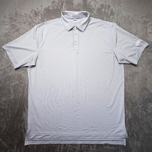 Peter Millar Summer Comfort Mens XL Gray Striped Performance Polo Golf Shirt
